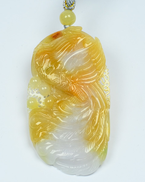 全体的に綺麗ですパワーストーン　風水　幸運を呼ぶ中国仏教美術　唐物　翡翠　玉石翡翠彫刻　雙耳活環